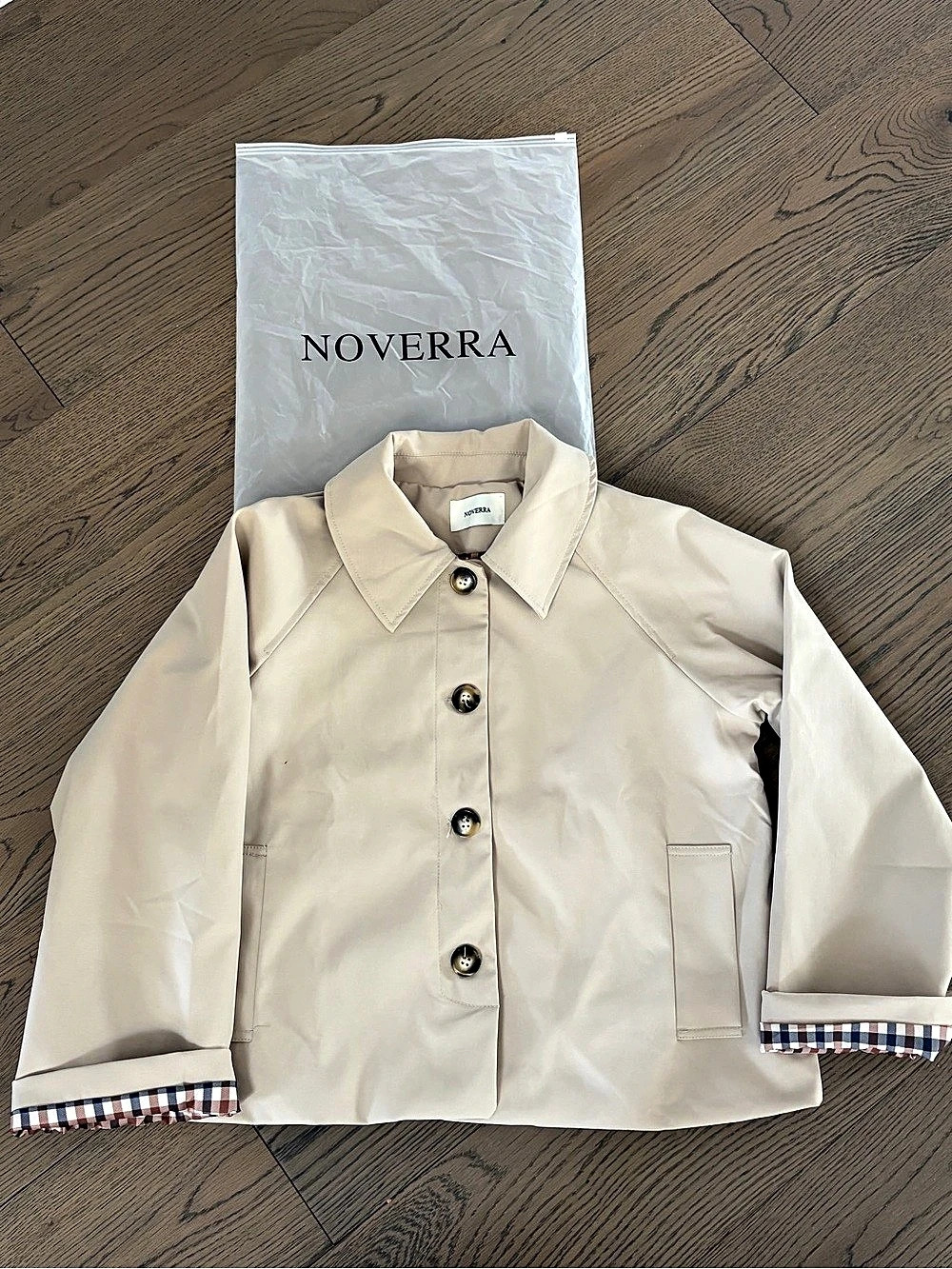 Noverra Plaid Coat in Cream Like New